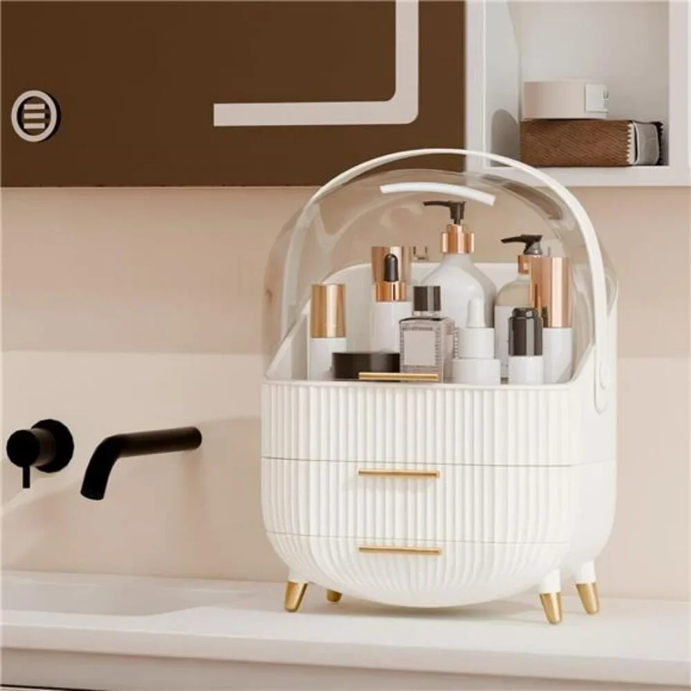 Makeup organizer with lid drawers skincare vanity storage box for countertop